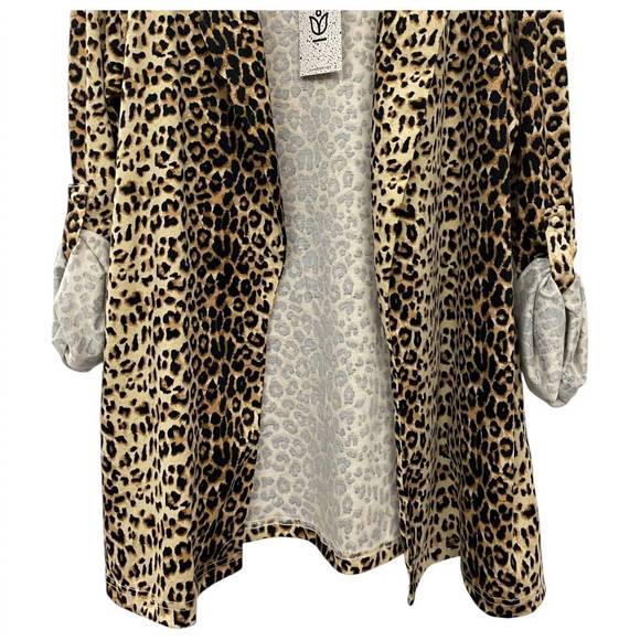 NEW ANDREE BY UNIT women's animal print cardigan in leopard - Picture 1 of 1